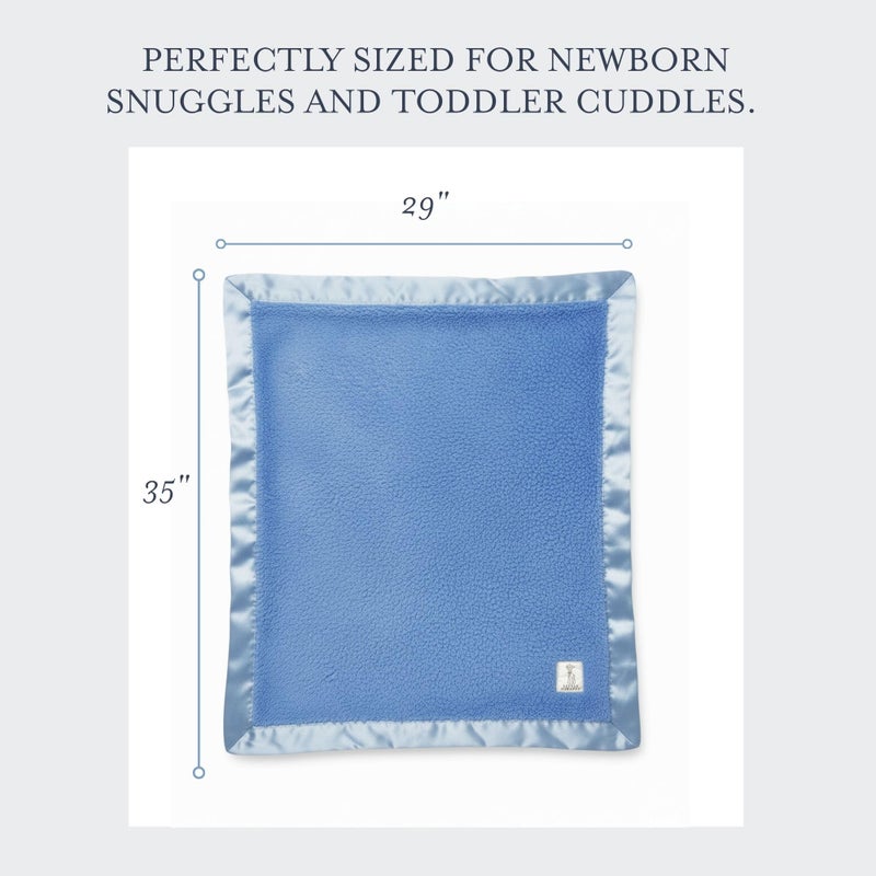 Little Giraffe Chenille Baby Blanket â€“ 29x35â€ Soft Chenille with Satin Trim, Cornflower | Ultra-Soft, Gentle & Safe, Lightweight & Breathable for Newborns & Toddlers - Image 3